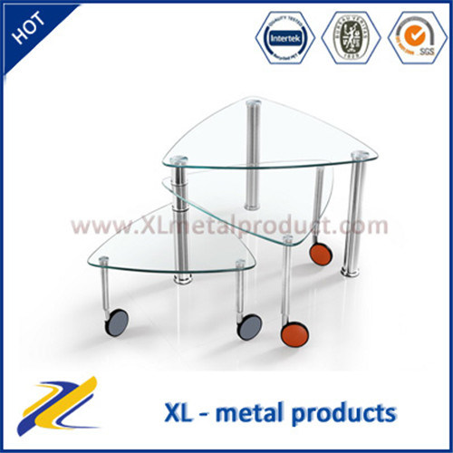 Rotary Glass Top and Stainless Legs Coffee Table