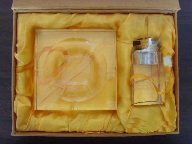 Crystal Smoking Set--Ashtray & Lighter