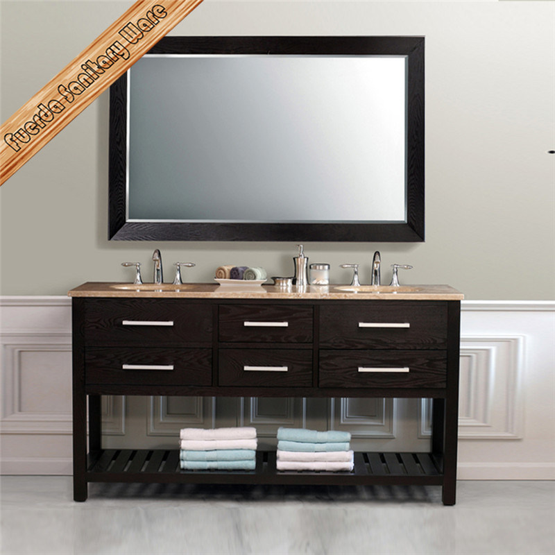 Fed-1118 60 Inch Unique Marble Top Double Sinks Modern Bathroom Vanities