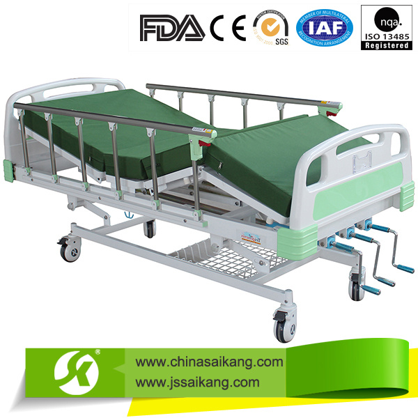 Sk014-1 Hospital Furniture Simple 3 Crank Hospital Bed