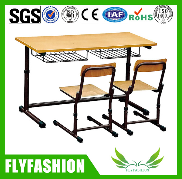 Wooden Double Desk and Chair for Classroom (SF-01D)