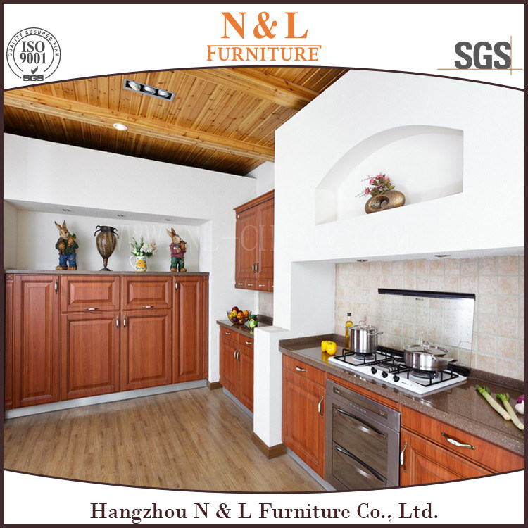 Fashionable Stream-Lined White PVC Wood Kitchen Cabinet