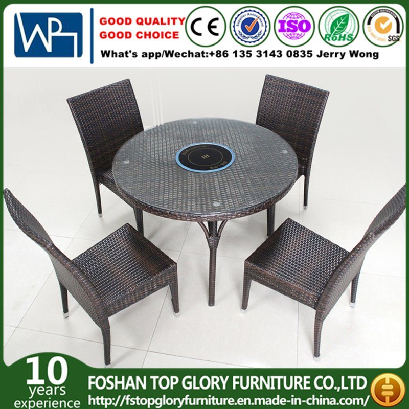 Rattan Chair Furniture Rattan Hot Pot Dining Table Set (TG-1332)