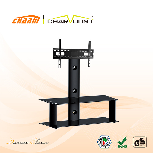 High Quality 2 Shelf Tempered Glass TV Stand Furniture (CT-FTVS-N201B)