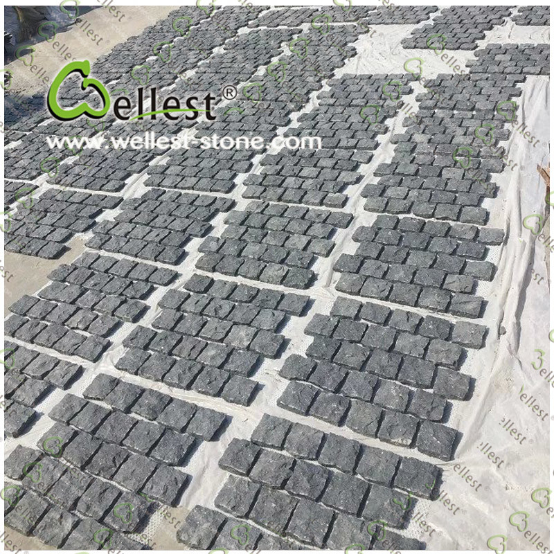 Natural Surface Meshed Black Basalt Paving Stone for Landscape Garden/Driveway