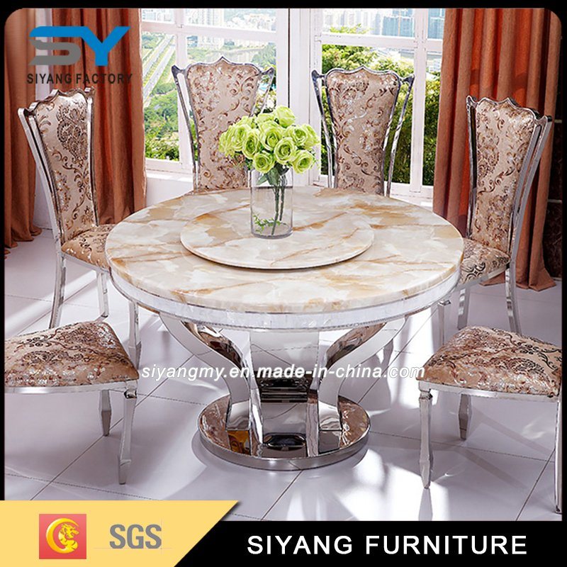 Restaurant Furniture Dining Table Set Marble Adjustable Table