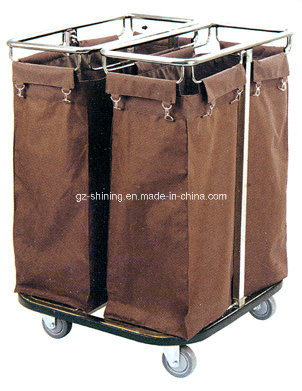 Two Rooms Stainless Steel Hotel Guest Room Cleaning Linen Trolley / Hospital Laundry Trolley Kw-61