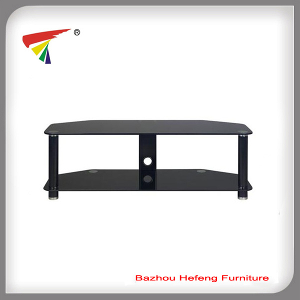 Two-Shelf Black Glass TV Stand (TV027)