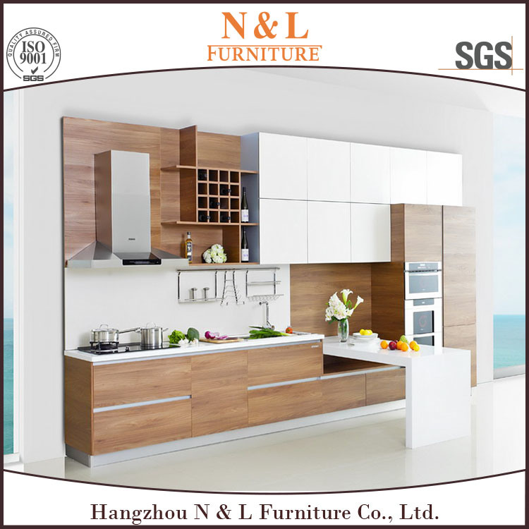 High Gloss Lacquer and Veneer Combination modern Style Wood Kitchen Cabinet