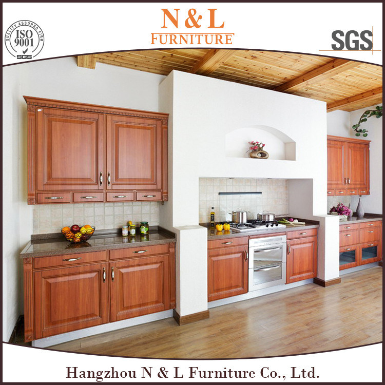 MDF Board PVC Kitchen Cabinets with Island Wood Door