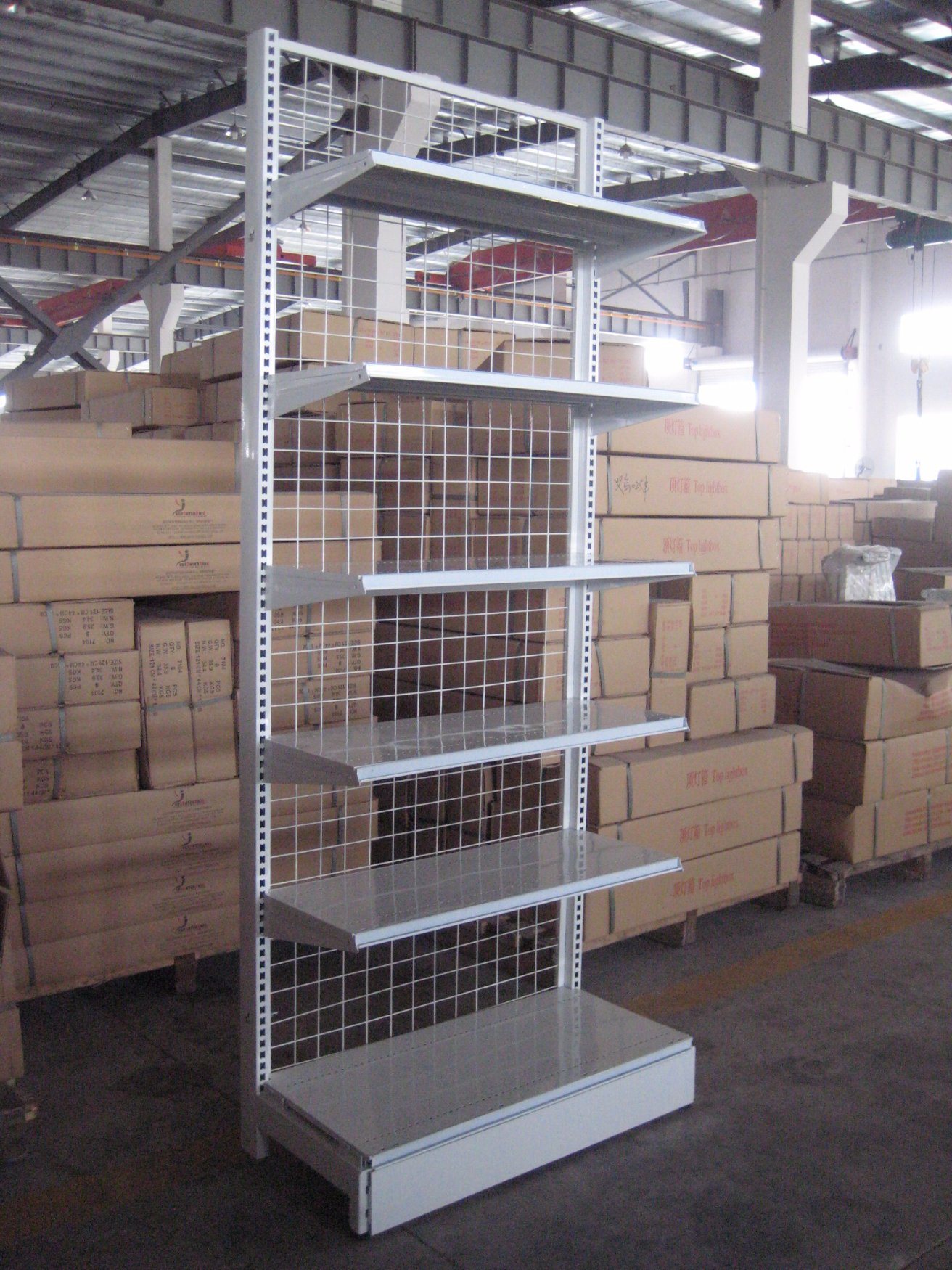 Single Sided Supermarket Net Back Panel Metal Shelf