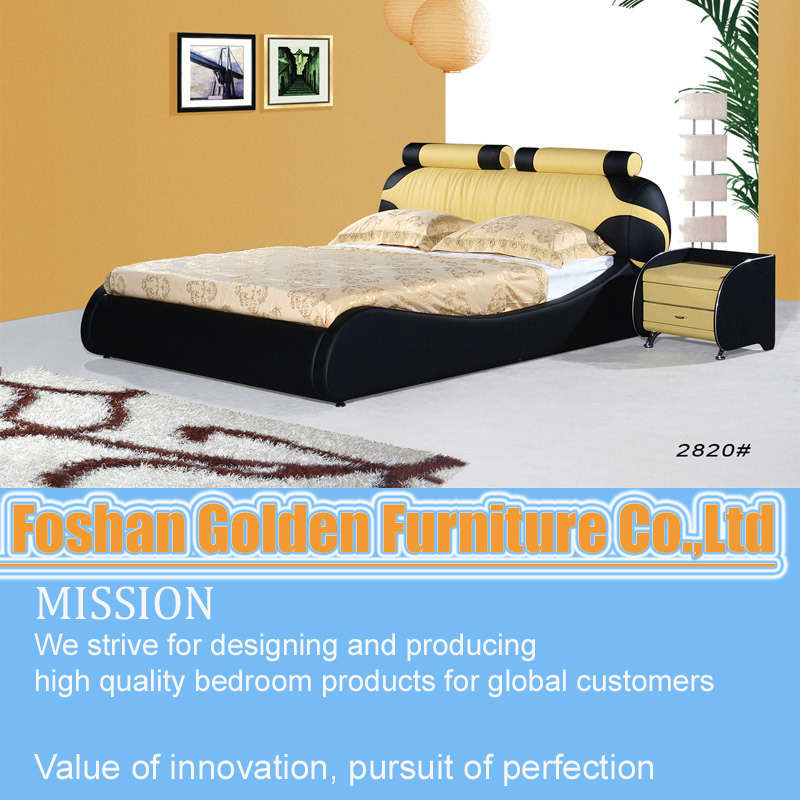 Home Furniture Wood Double Bed Designs (2820)