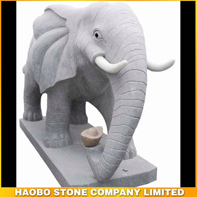 Garden Decoration Grey Granite Elephant Sculpture