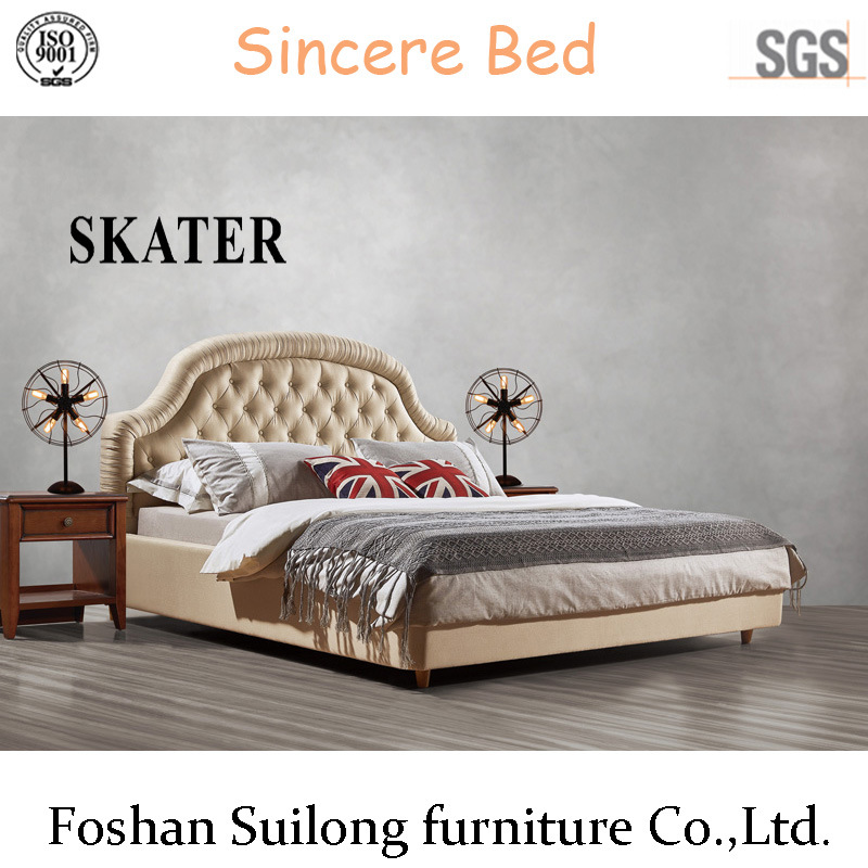A09 American Style Fabric Bed Leather Bed Bedroom Bed
