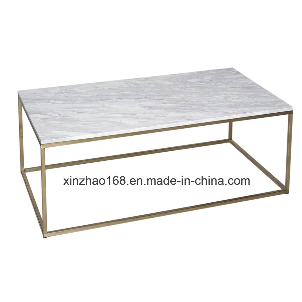 Nature Top Marble coffee Table Golden Color Frame