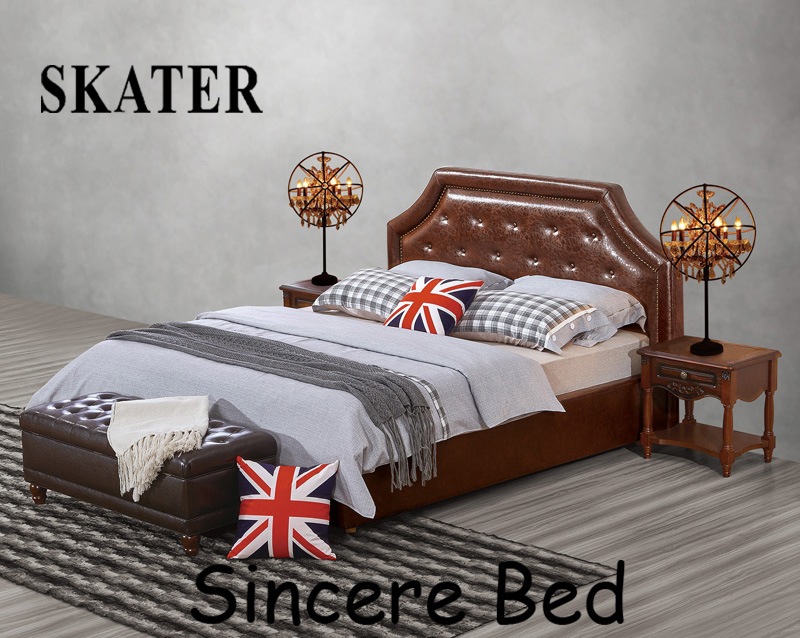 A05 American Style Bedroom Fabric Bed Leather Bed