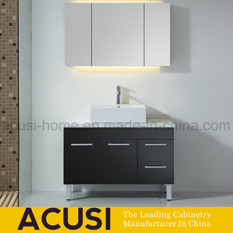 American Style Modern Plywood Black Bathroom Cabinet with Legs (ACS1-L66)