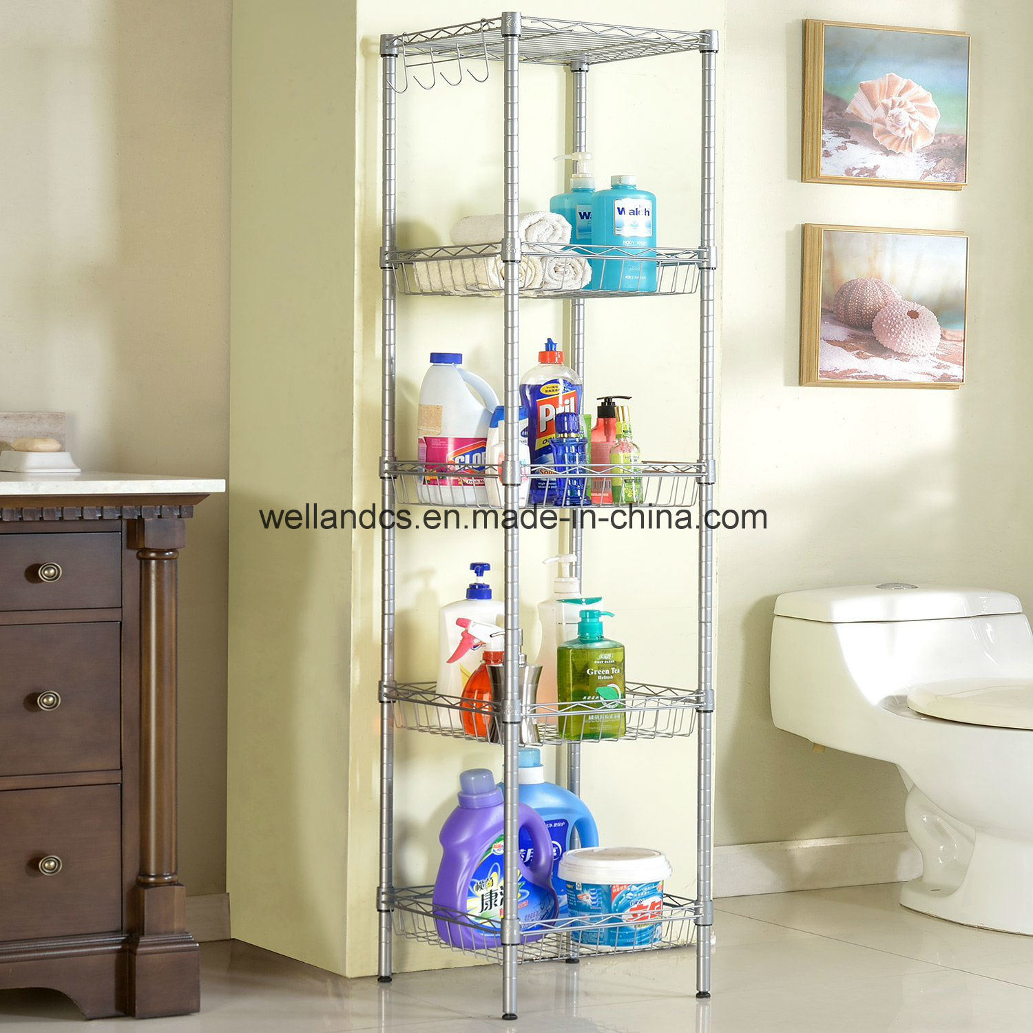 Supreme 5 Tiers Corner Rack Unit Bathroom Laundry Basket Shelf Organization