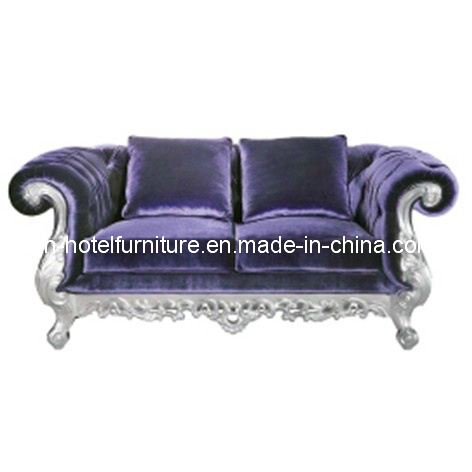 Chinese Wooden Silver-Leaf Classical Fabric Sofa