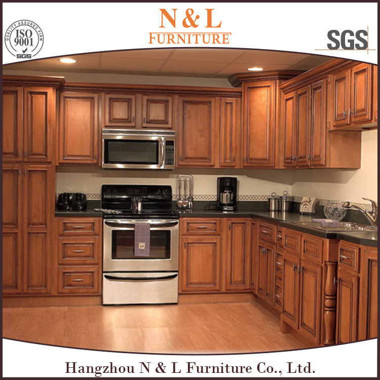 N&L Solid Wood Walnut Maple Kitchen Cabinet in Good Quality