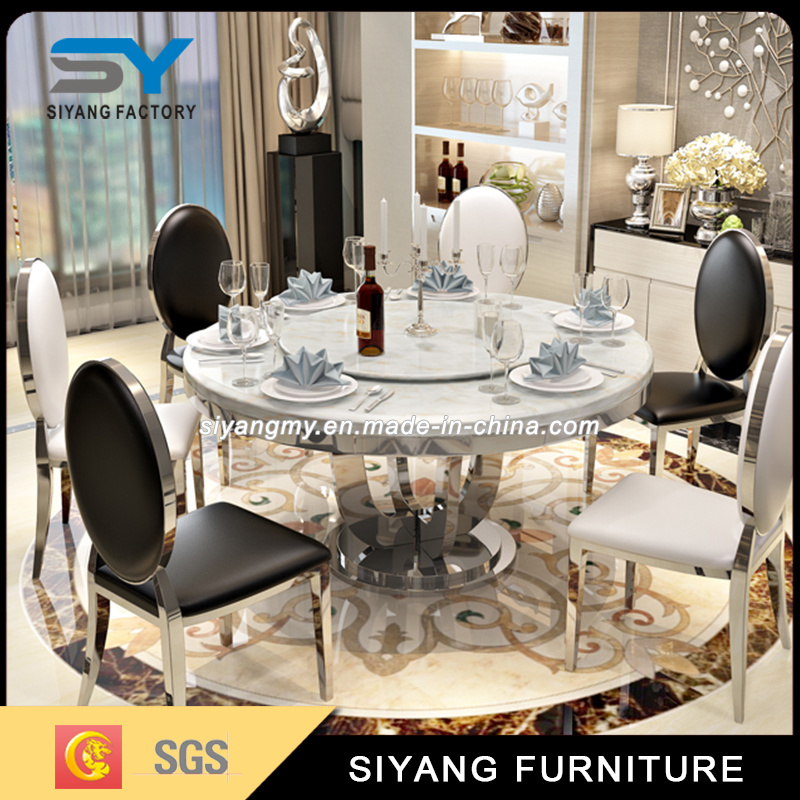 Living Room Stainless Steel Marble Dining Table