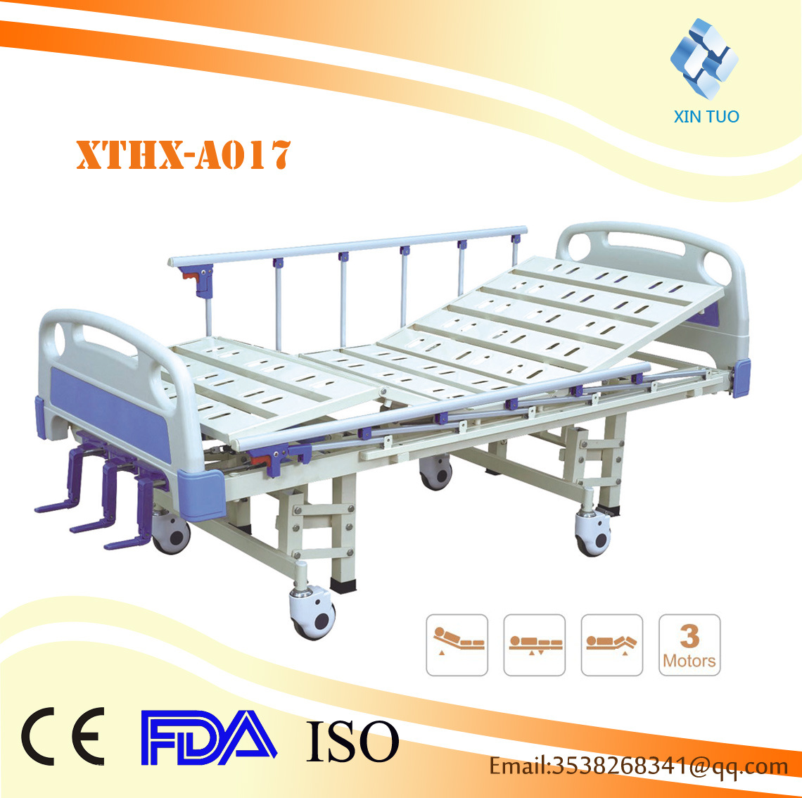 Superior Quality Three Function Manual Nursing Bed