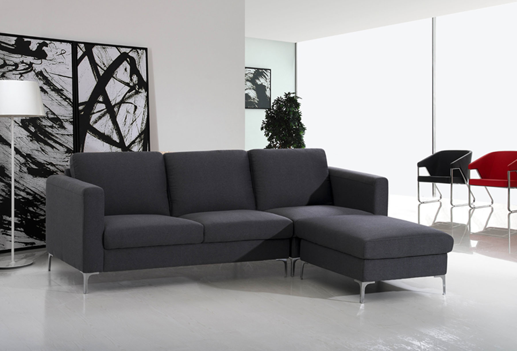 Home Furniture Linving Room Fabric Sofa with Chaise Langue