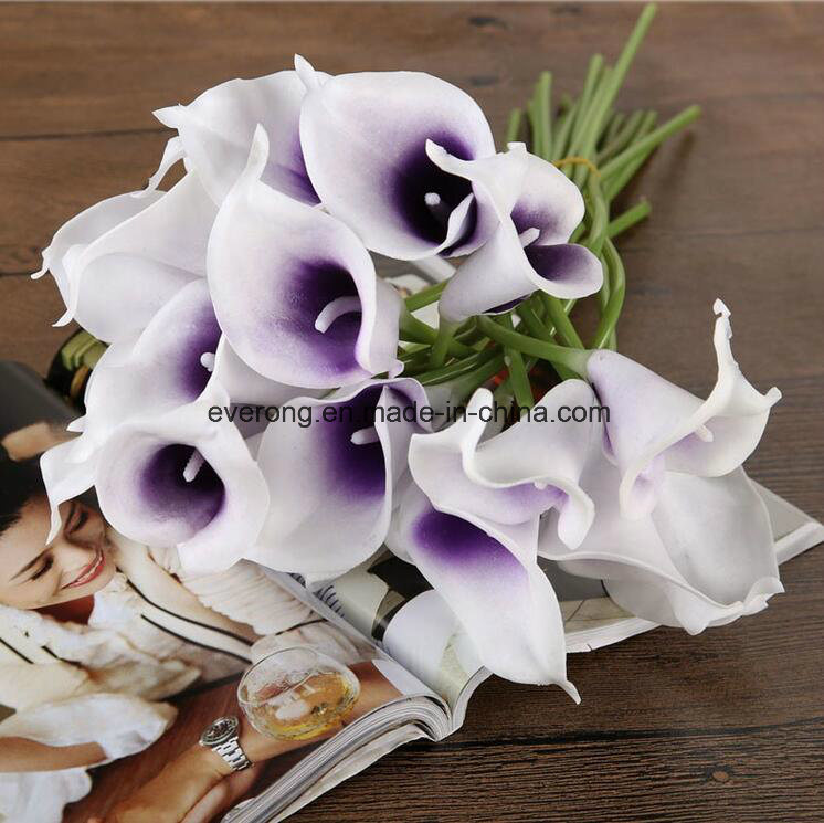 Simulation Artificial Wedding Decoration Flower PU Mini Calla Lilies Silk Rose Petals Bridal Home DIY Flower