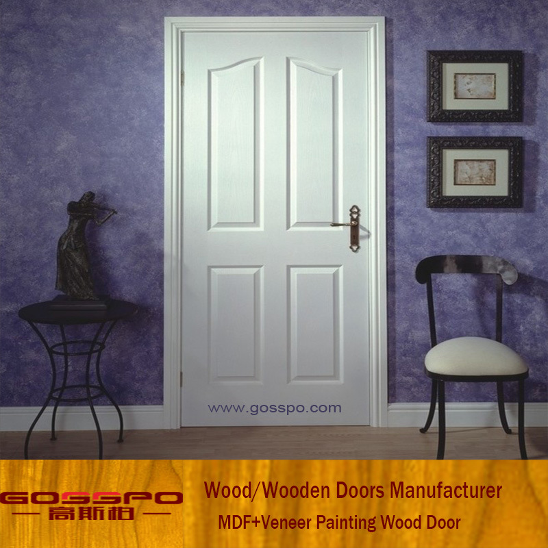 White Painting MDF Wooden Door for Interior Room (GSP8-036)