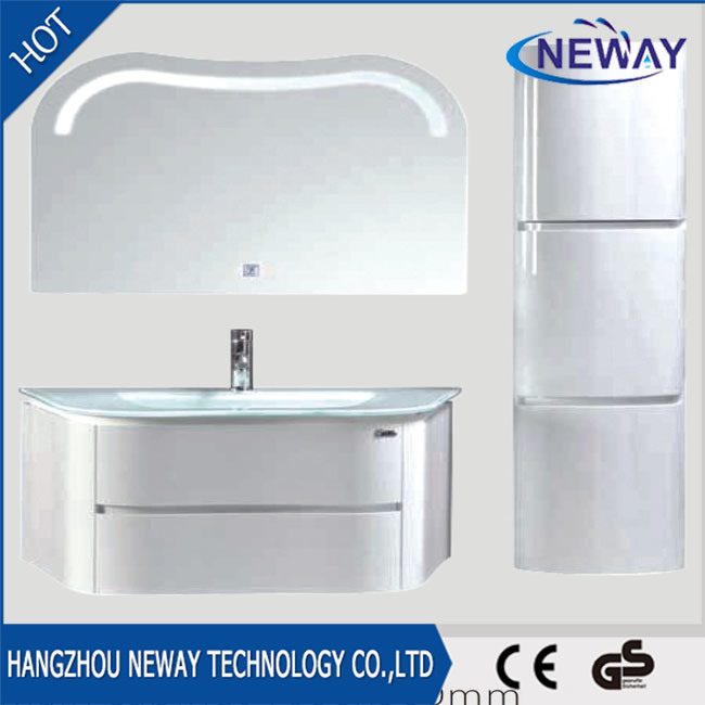 PVC Waterproof Modern Bathroom Cabinet with LED Mirror