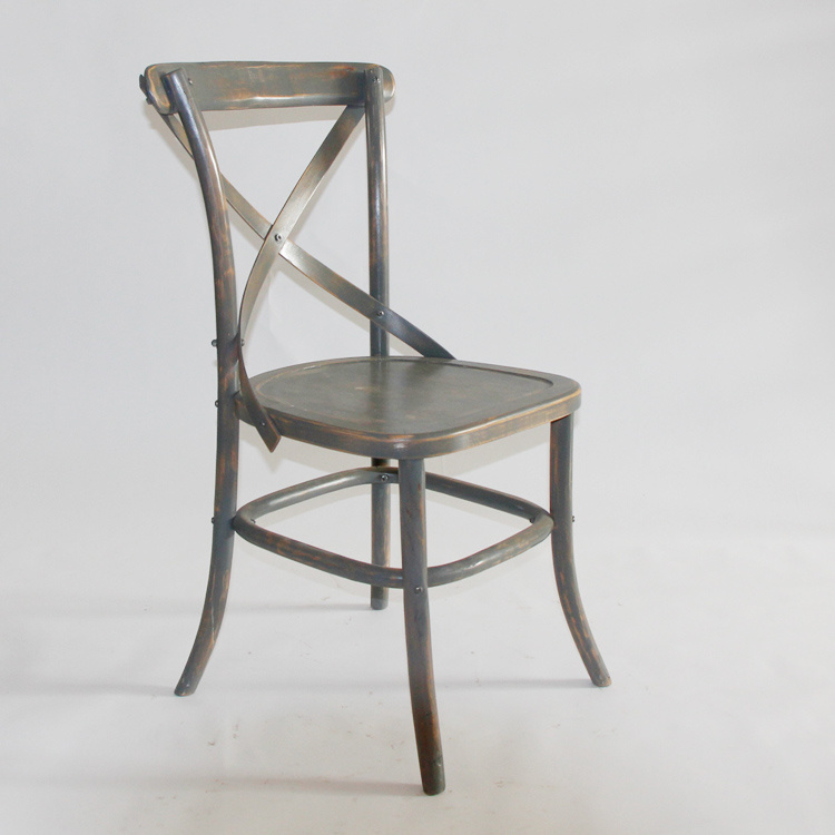 Grey Solid Wood Crossback Chair for Wedding and Event