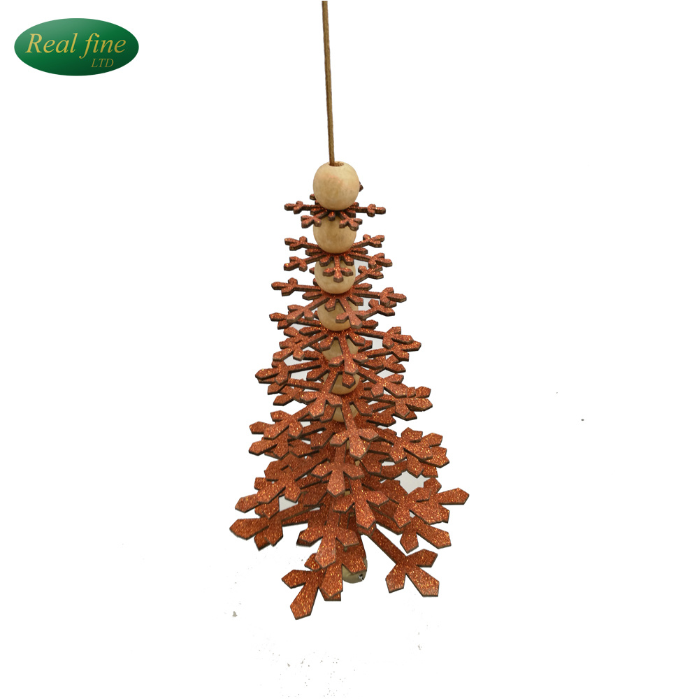 Wholesale Snowflake Shape Christmas Tree Decoration Wood Craft