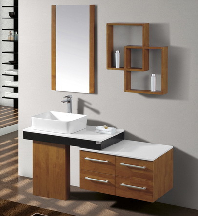 Natural Wood Veneer Bathroom Cabinet