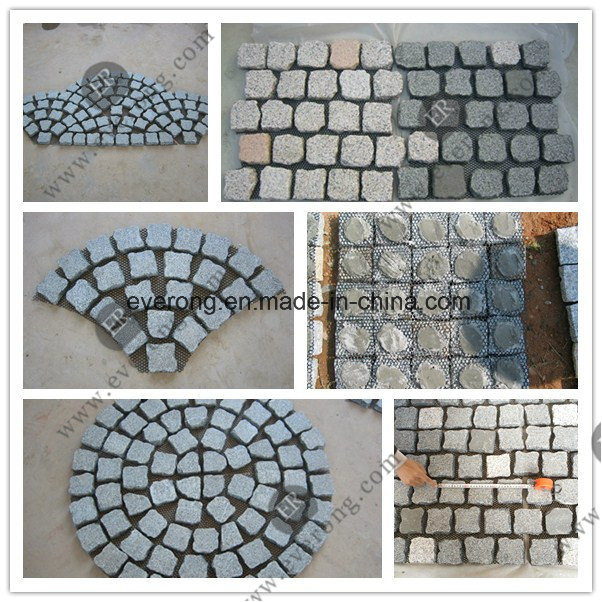 Outdoor Granite&Basalt Tumbled Cobble/Cube/Cubic Paving Stone on Mesh