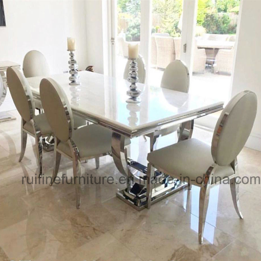 Modern Dining Room Contemporary Home Furniture / Elegant Metal Chrome Stainless Steel Table Chair Banquet Restaurant Wedding Events Dining Furniture