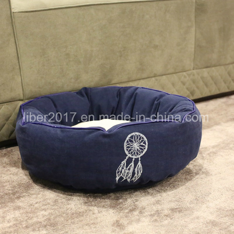 Round Blue Warm Donut Pet Dog Bed