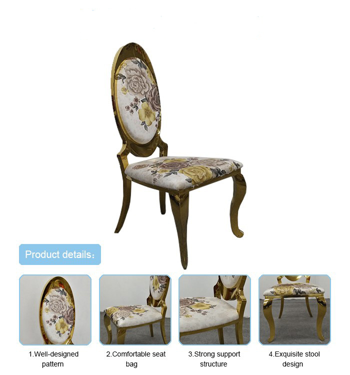 High Back Golden Stainless Steel Dining Chair / Wedding Chair / Banquet Chair for Wholesales