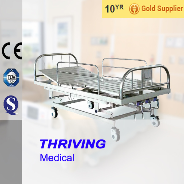 Stainless Steel 3 Function Manual Hospital Bed