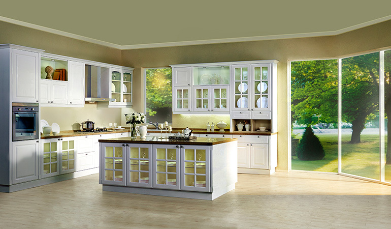 Plastic PVC Door Laminate Kitchen Cabinet (zc-075)