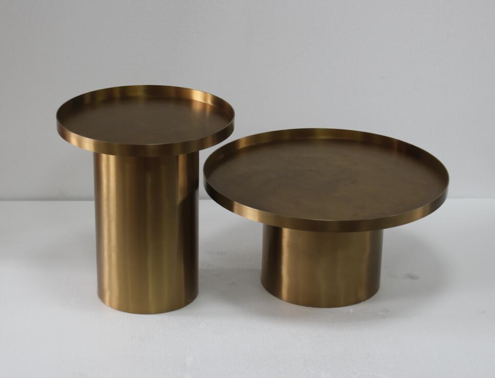 Classic Design Golden Stainless Steel Round Coffee Table