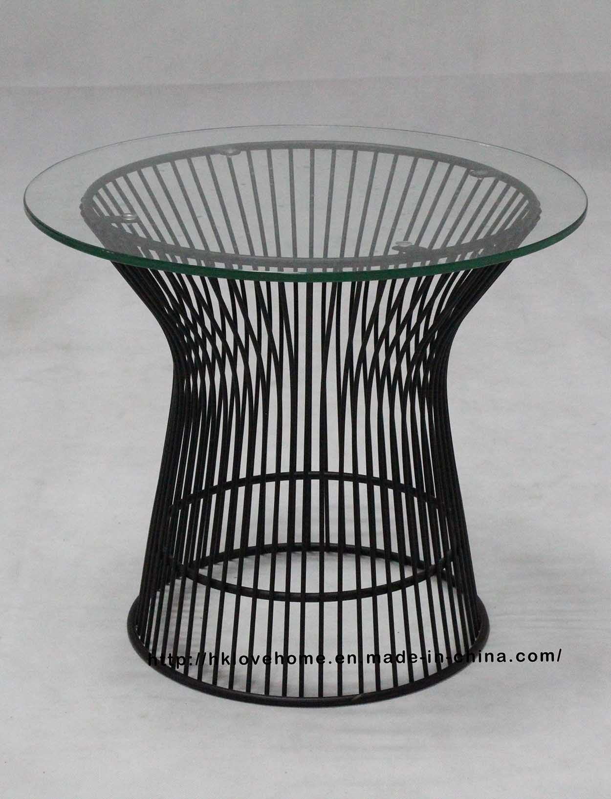 Replica Leisure Restaurant Dining Furniture Metal Wire Glass Side Table