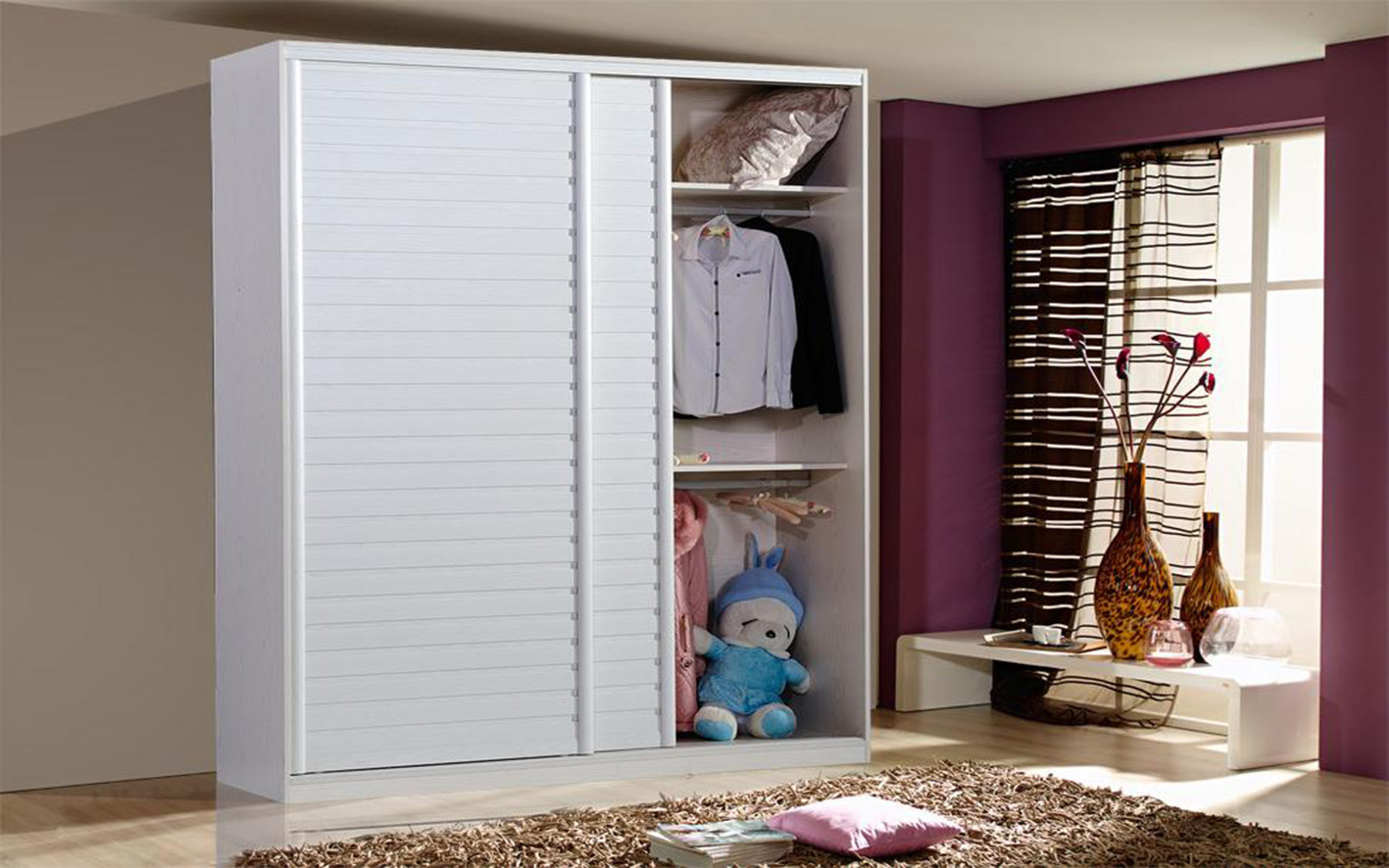 Sliding Door Wardrobe Wooden Closet Set (zy-001)