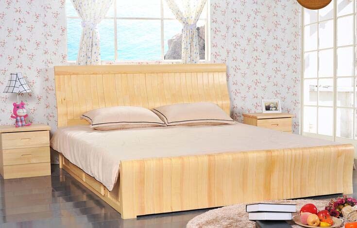 Solid Wooden Bed Modern Double Beds (M-X2239)