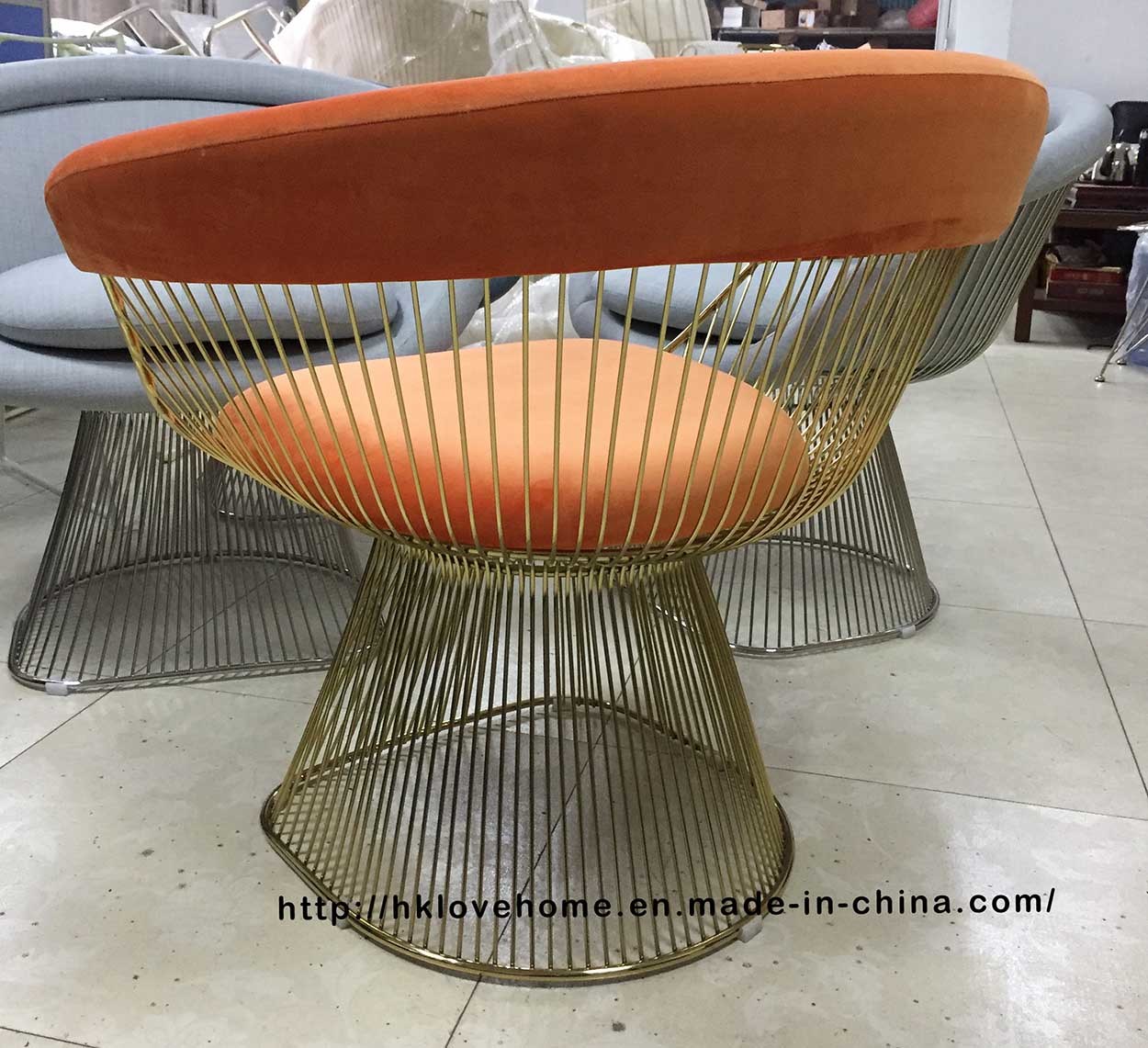 Metal Dining Restaurant Cushion Outdoor Steel Wire Chair