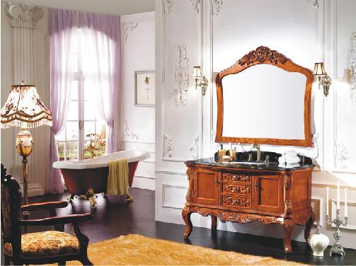 Traditional Rubber Solid Wood Bathroom Cabinet