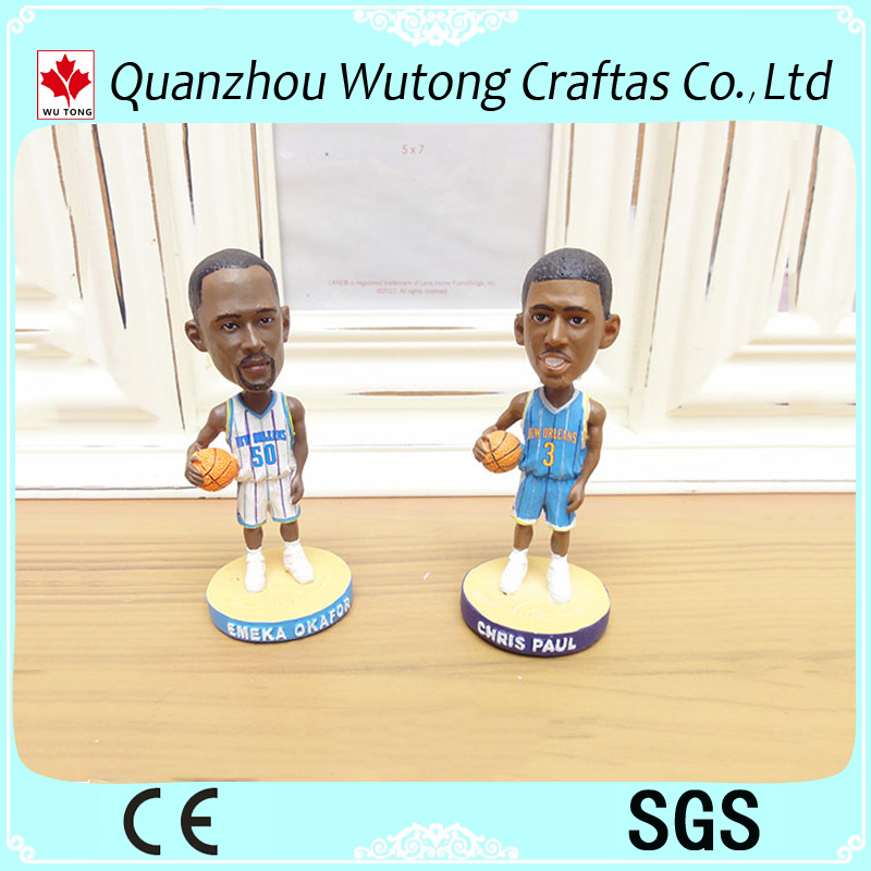 Polyresin Basketball Player Figure Bobble Head Indoor Decoration