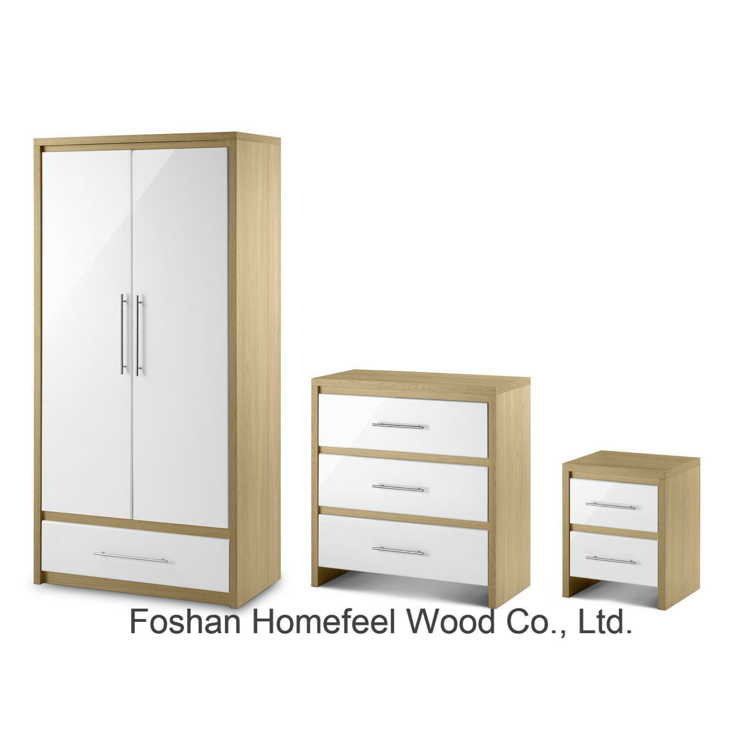 High Gloss 2 Door Combi Wardrobe Bedroom Furniture Set (BD21)