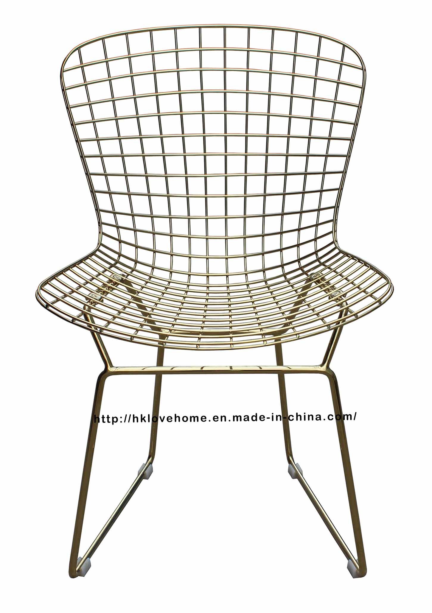 Modern Dining Restaurant Knock Down Metal Gold Wire Chair