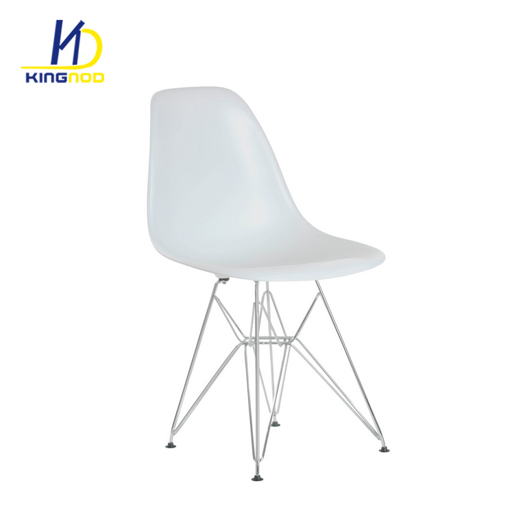 Modern Eames Replica Bistro Restaurant Plastic Chromed Legs Dining Chair
