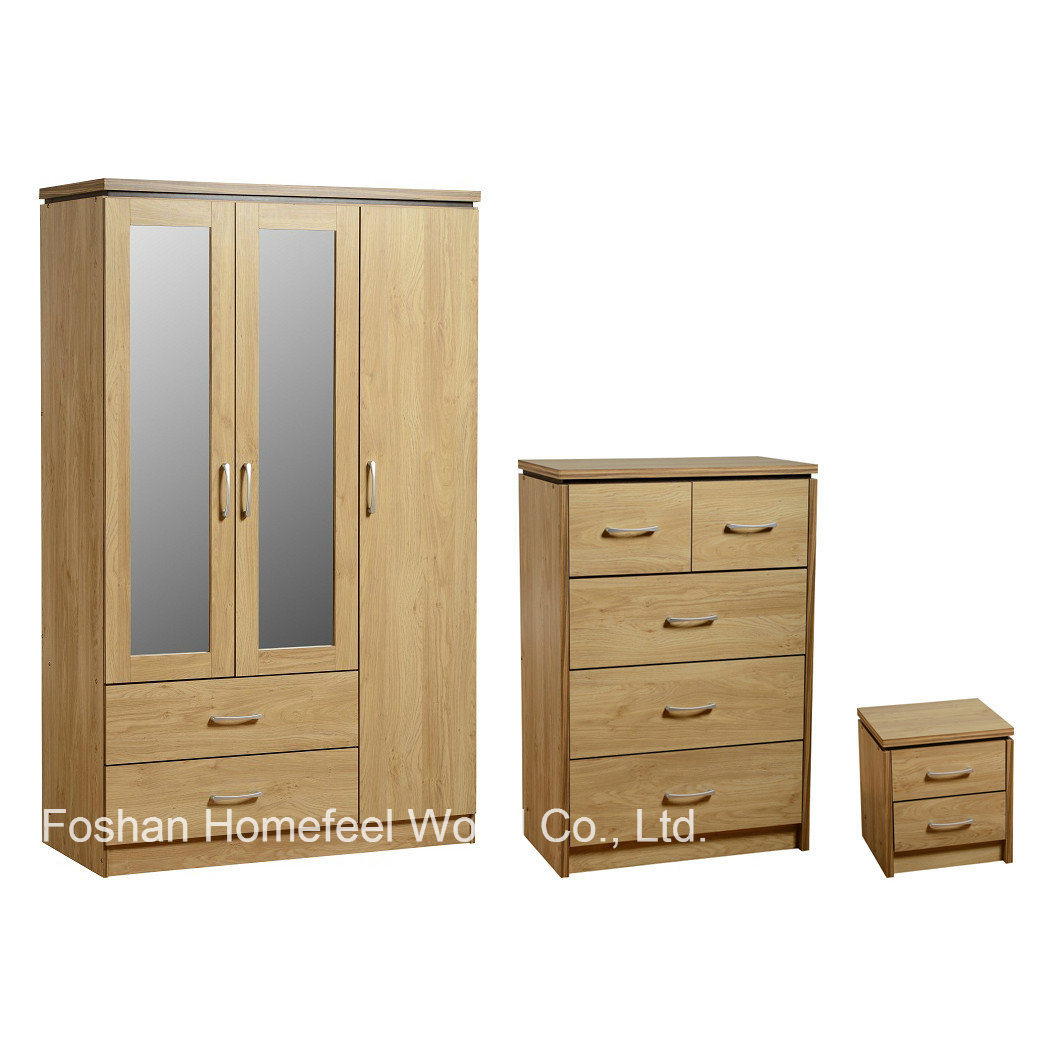 3 Piece Bedroom Furniture Set with Mirrored Wardrobe (DB18)